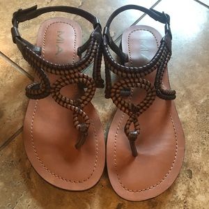 Brown, braided sandals